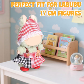 AICase for Labubu Clothes/for Labubu Outfits Clothes Set for 17cm Lububu Doll 2 Piece Set Hat Clothing for LA BUBU Boys and Girls Stylish Adorable Dolls Clothes Accessories (No Doll)_07