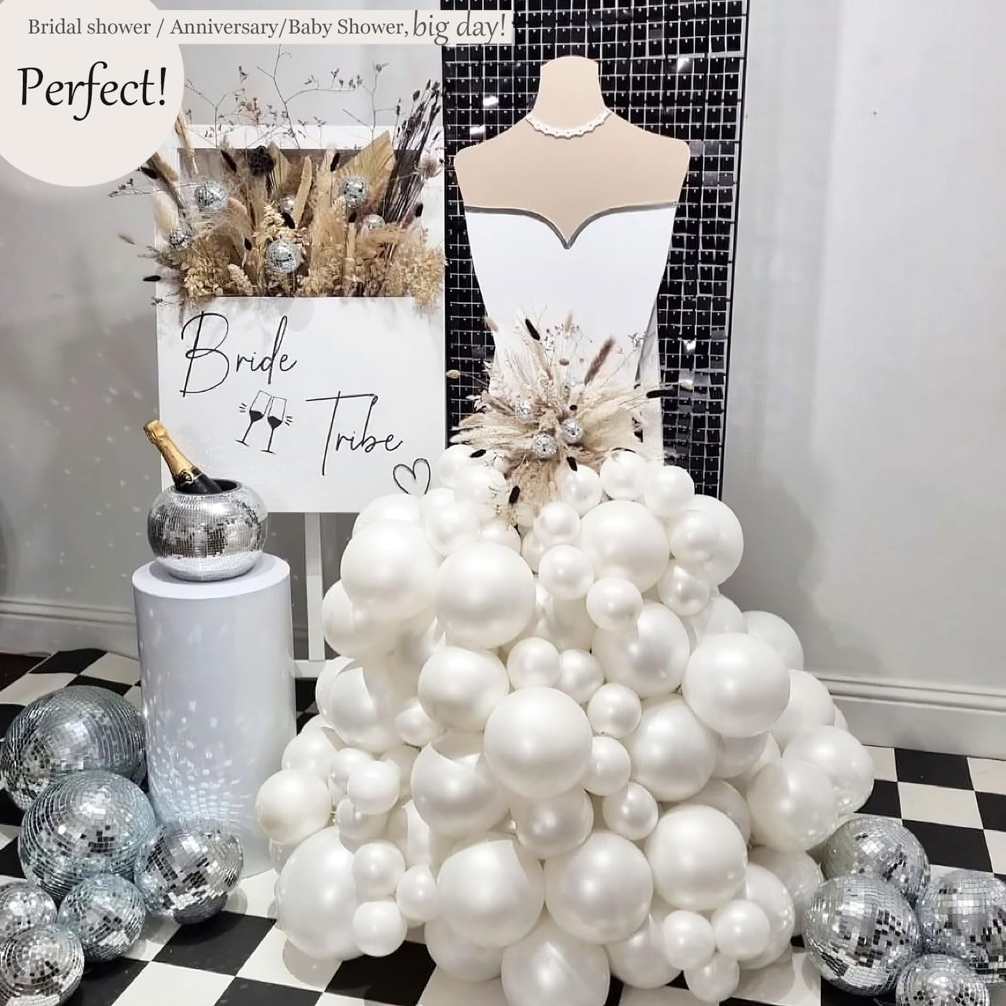 Pearl White Double-Stuffed Balloons Different Sizes 63 Pack 18/12/10/5 Inch Standard White Balloon Garland Kit For For Wedding B