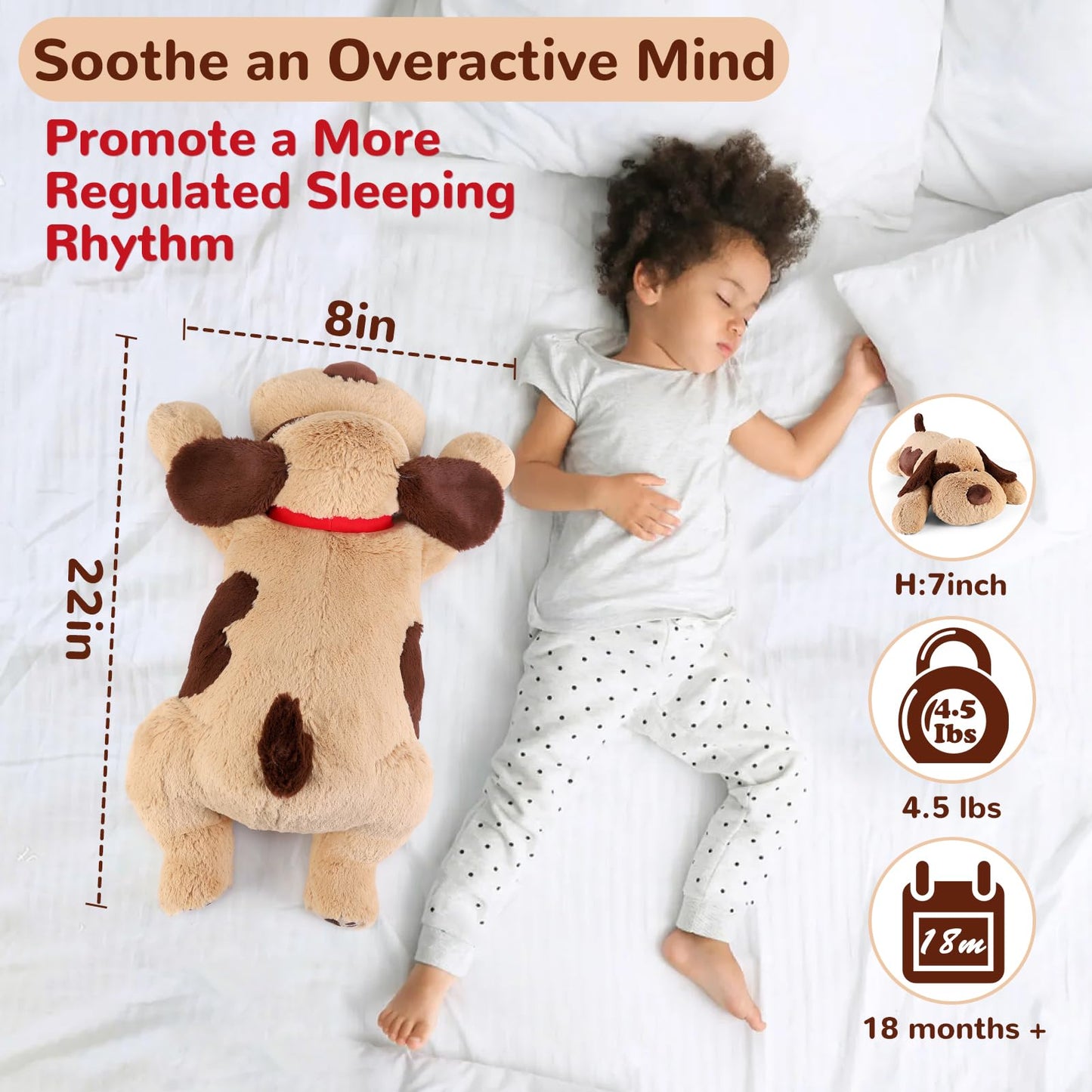 meowtastic Weighted Plush Dog - 22" 4.5 lbs Brown Cotton Stuffed Animal - Cute Gift for Kids & Adults