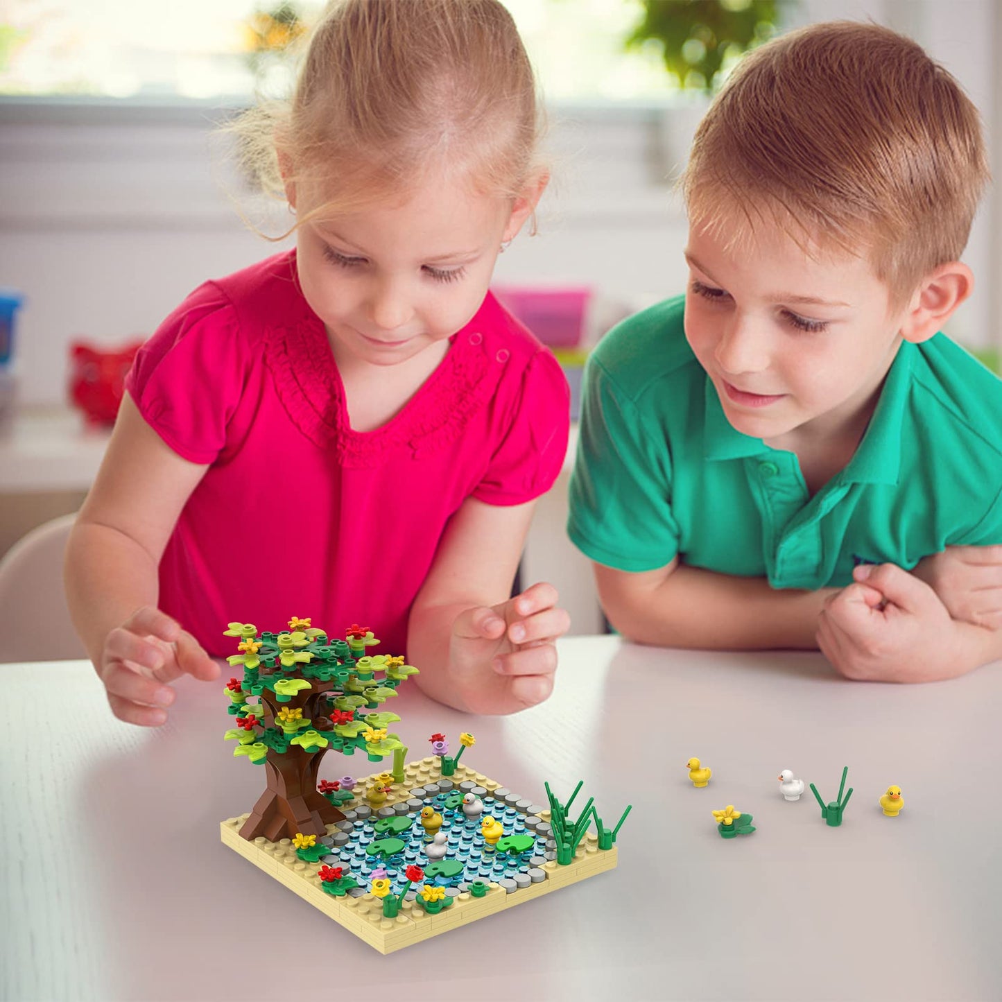 Pipart Farm Animal Duck Pond Building Set, Moc Accessories Bricks Animal Building Toy Set For Kids, Girls And Boys Age 6+ (246 P