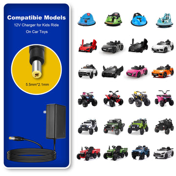 12V Charger for Kids Ride On Toys 12V Charger for Best Choice Products TOBBI Kidzone Bumper car Jeep Electric car Powered Wheels