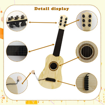 Blvochnnt Kids Toy Guitar - 6 String Mini 17" Brown Plastic Musical Instrument for Toddlers and Preschoolers