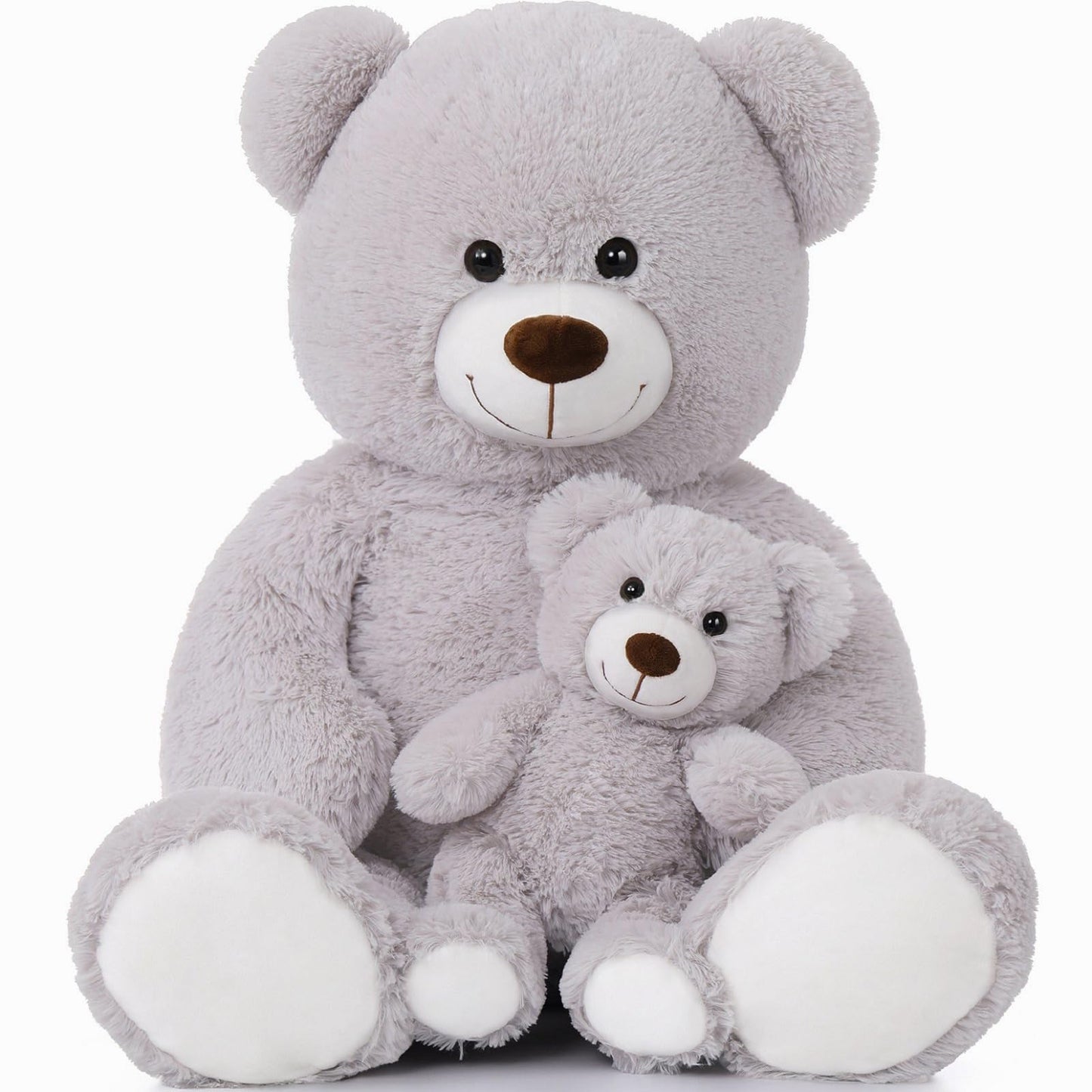 Morismos Mom And Baby Giant Teddy Bear, 39Inch Large Teddy Bears Stuffed Animal Plush For Baby Shower, Gray