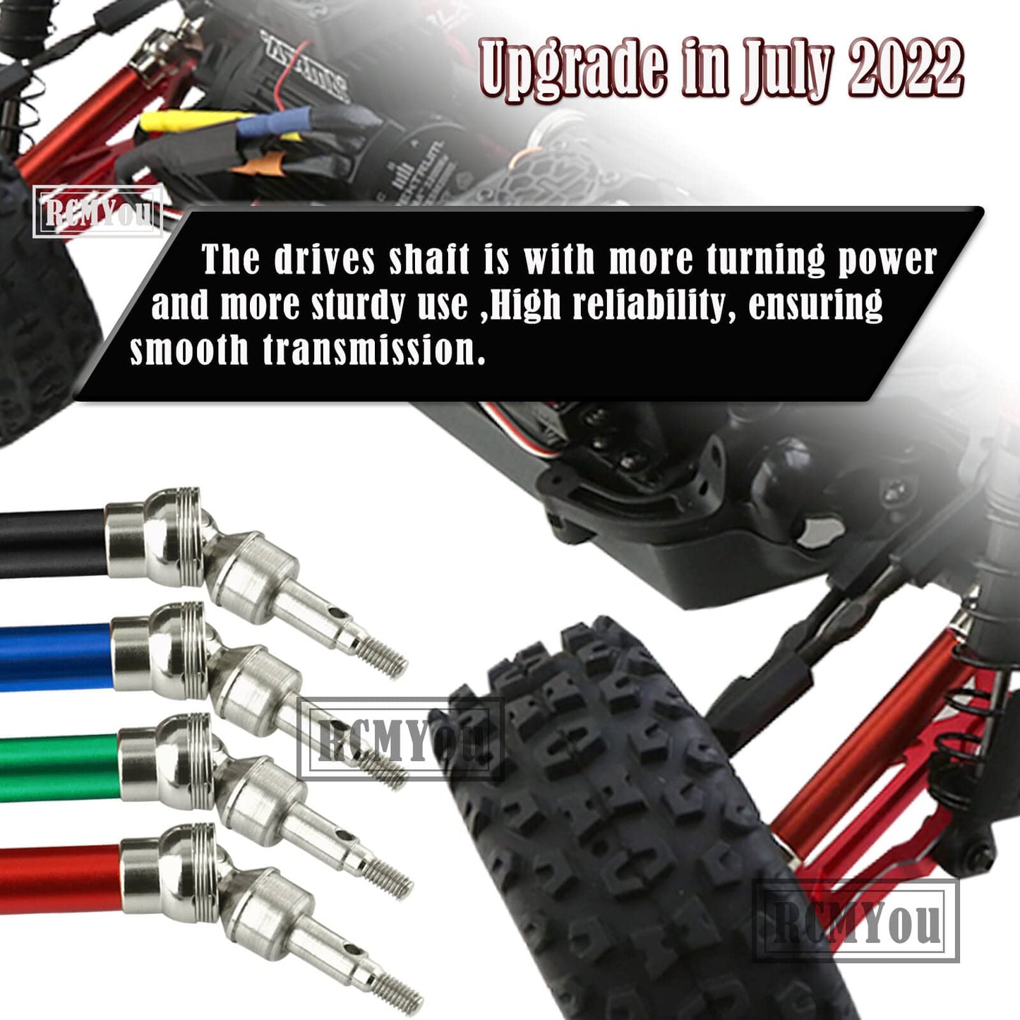 RCMYou Drive Shaft CVD Axles for 1/10 Arrma Big Rock V3 3S BLX 4x4 4WD,4Pcs RC Upgrades Parts,Front Rear Driveshafts for New Big