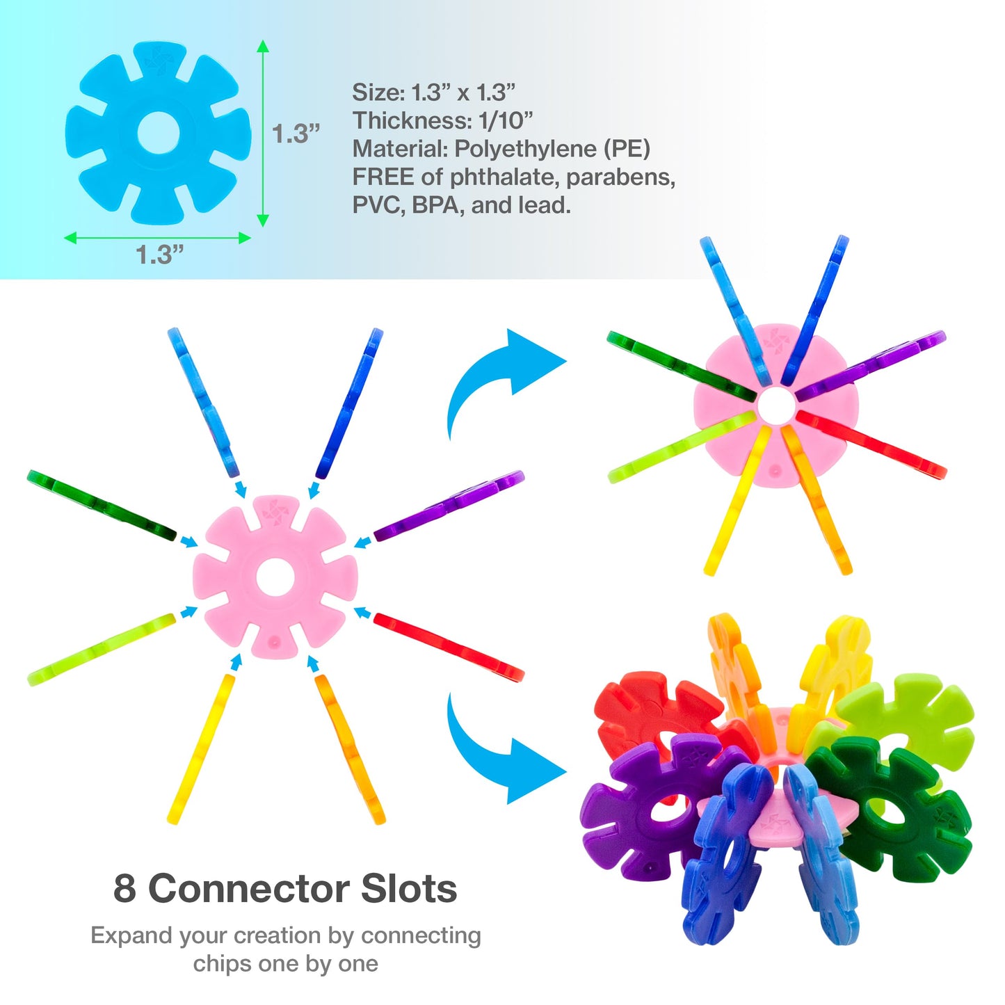 Picassotiles Building Chip Interlocking Disc Construction Blocks In Light Blue Color Stem Learning Early Education Toy Engineeri