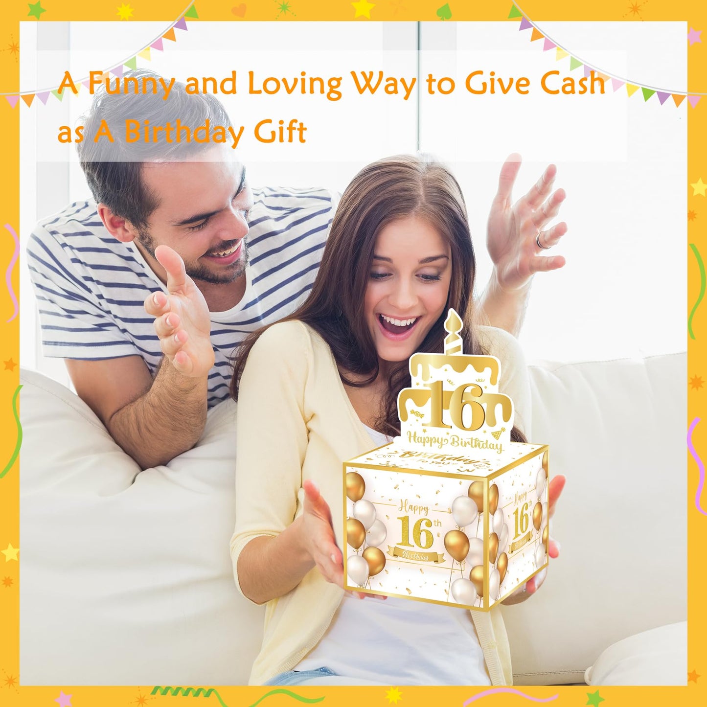 Meiidoshine 16Th Birthday Money Box For Cash Gift, Surprise Pull Out Money Gift Box With 100Pcs Transparent Bags - Fun Ways To Give Cash As A 16Th Birthday Gift For Girls Boys