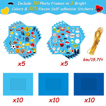 Chiazllta 30 Packs Fathers Day Craft Kits For Kids Father'S Picture Frame Diy Craft Art Fathers Day Party Decoration Favor Home