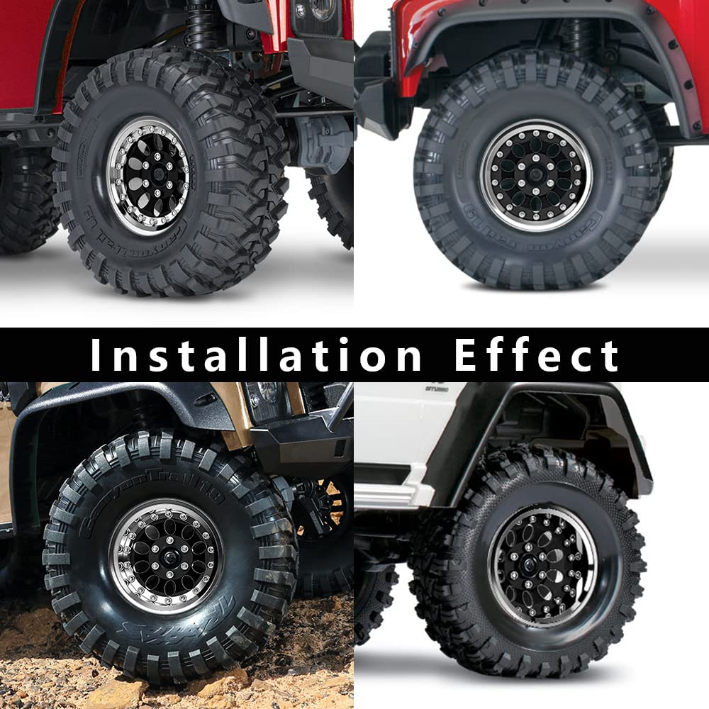 GLOBACT Aluminum 1.9 Inch Beadlock Wheels Adjustable Offset for 1/10 TRX4 TRX6 Axial SCX10 I II III 90046 AXI03007 Redcat GEN7 G
