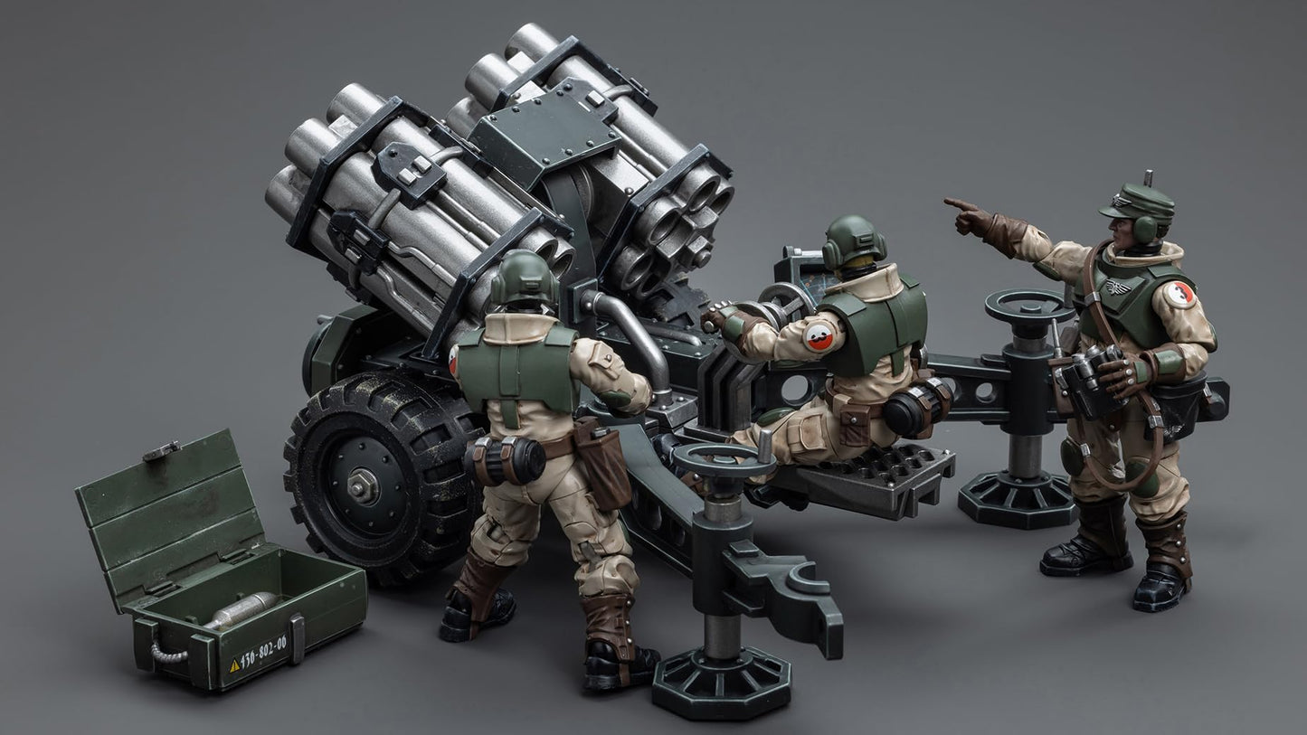 Joytoy Warhammer 40K 1/18 Action Figures, Astra Militarum Ordnance Team With Malleus Rocket Launcher Perfect For Collectors & De