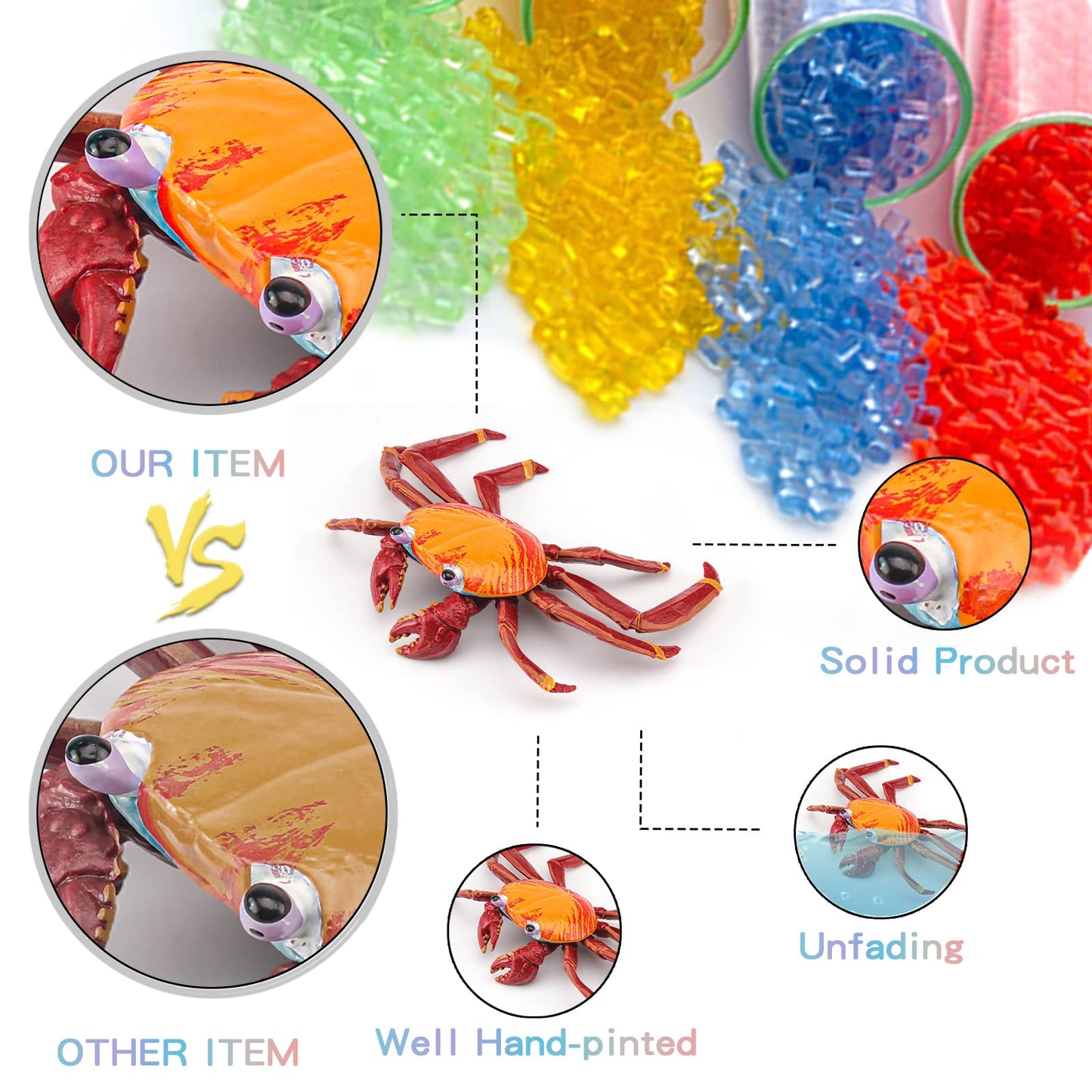 Lc Joycre Hermit Crab Toys Plastic Crab Figurine 5 Inch Sea Creatures Toys For Kids Crab Decor For Collection Realistic Sea Life