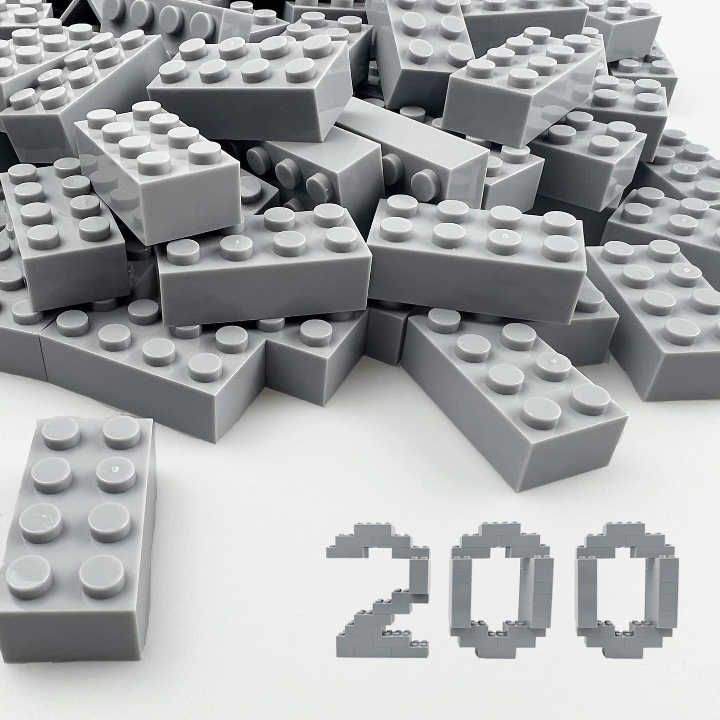 Huizdq 200 Piece Classic Building Bricks, 2X4 Building Blocks Stem Creative Building Toys, 100% Compatible With All Major Brands