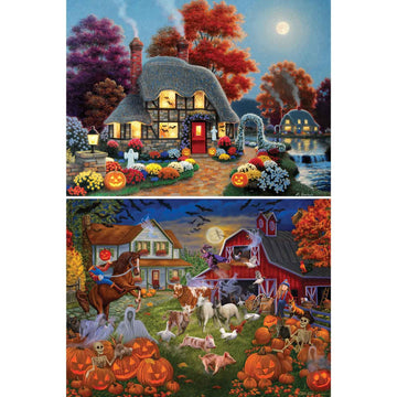 Bits And Pieces - Value Set Of Two (2) 300 Piece Jigsaw Puzzles For Adults - Each Puzzle Measures 18' X 24' - 300 Pc Large Piece Halloween Jigsaws By Artist Various Artists