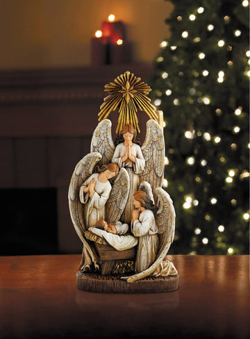 Avalon Gallery Cbc Group Advent And Christmas Resin Figurine, 13-Inch, Angels In Adoration
