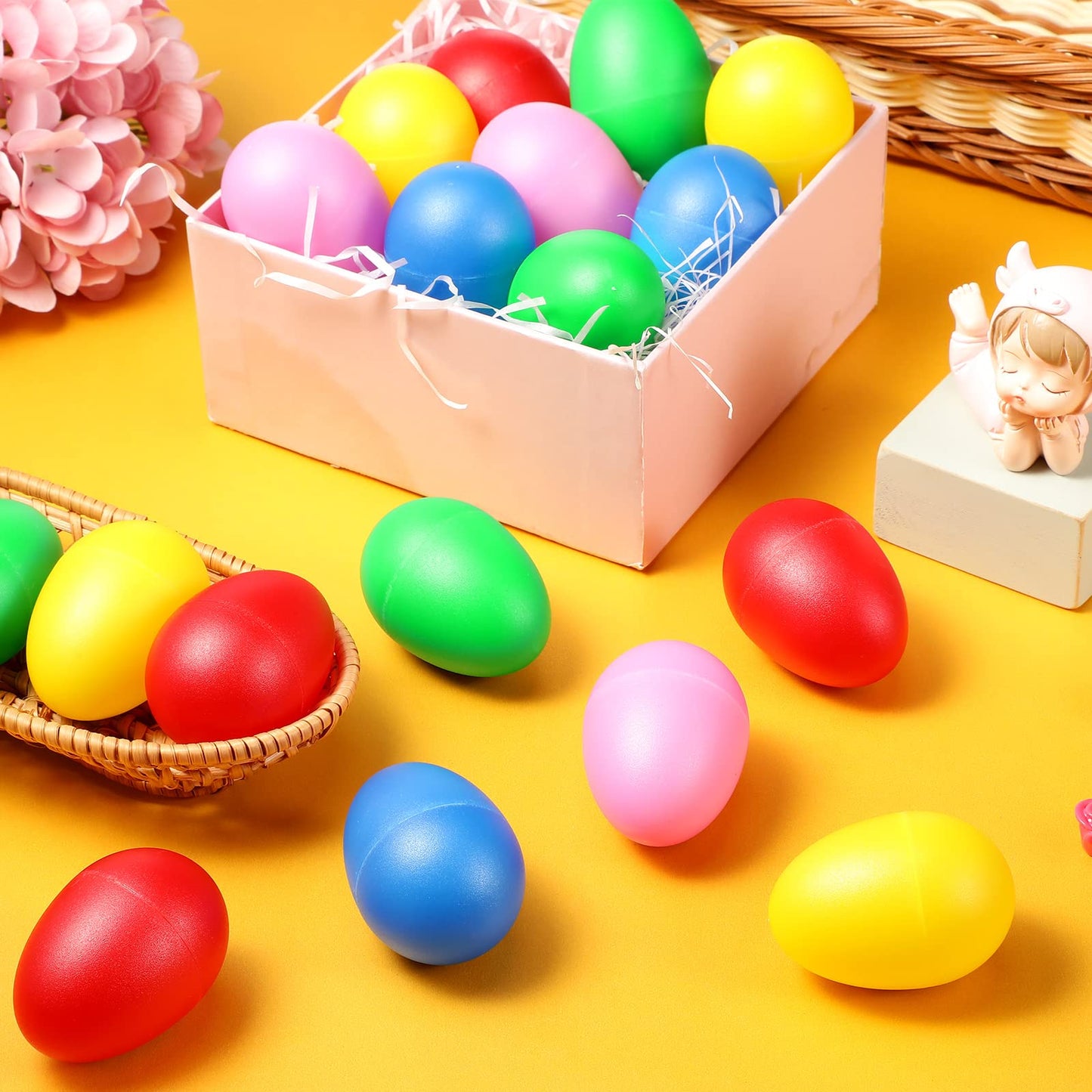100 Pieces Egg Shakers Musical Instruments Percussion Maracas Egg For Kids Toys Plastic Easter Shaker For Learning Diy Painting,