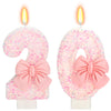 ElekFX 20th Birthday Candles for Cake, Pink Bow Number Cake Candles, 2.76 inch Number Happy Birthday Candle, Cake Topper Decorat