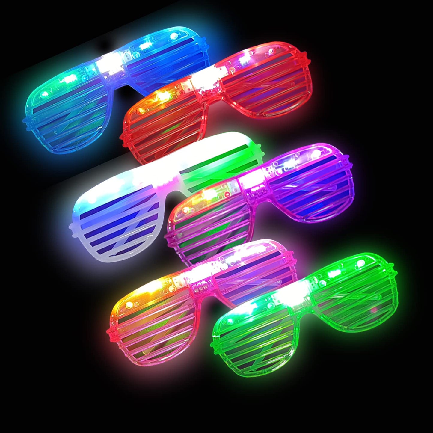 Batweet 60 Pcs Glow In The Dark Glasses, 6 Colors Led Glasses Bulk Party Supplies For Kids And Adults, Glow Neon Party Favors To