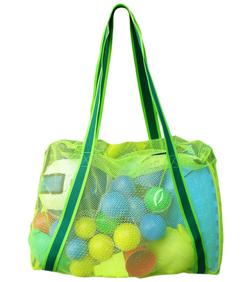 Leberna Large Beach Bag with Zipper Lightweight - Beach Toy Bag Mesh Bag for Swimming Pool Sand Toys