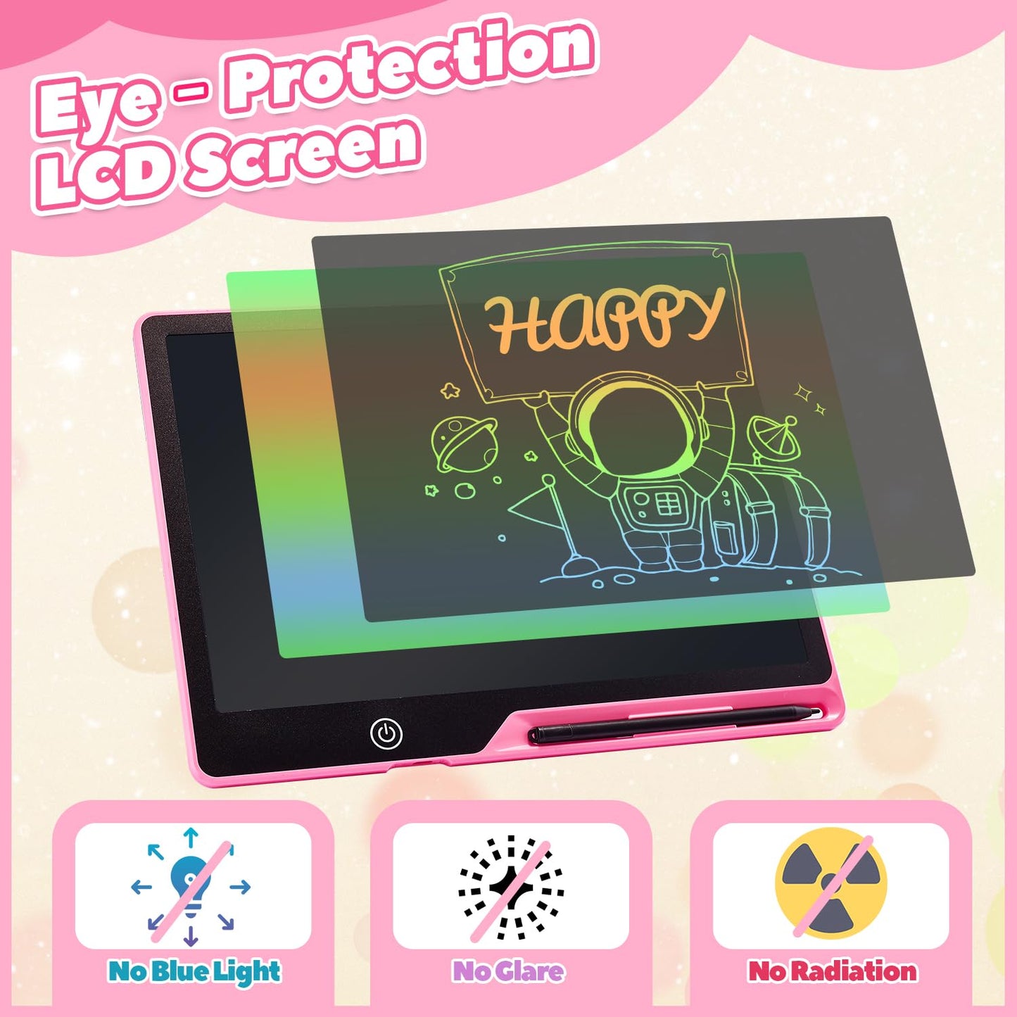 Kinayue 13 Inch Lcd Writing Tablet For Kids, Rechargeable Doodle Board, Kid Drawing Pad Learning Toys Best Gift For Birthday Chr