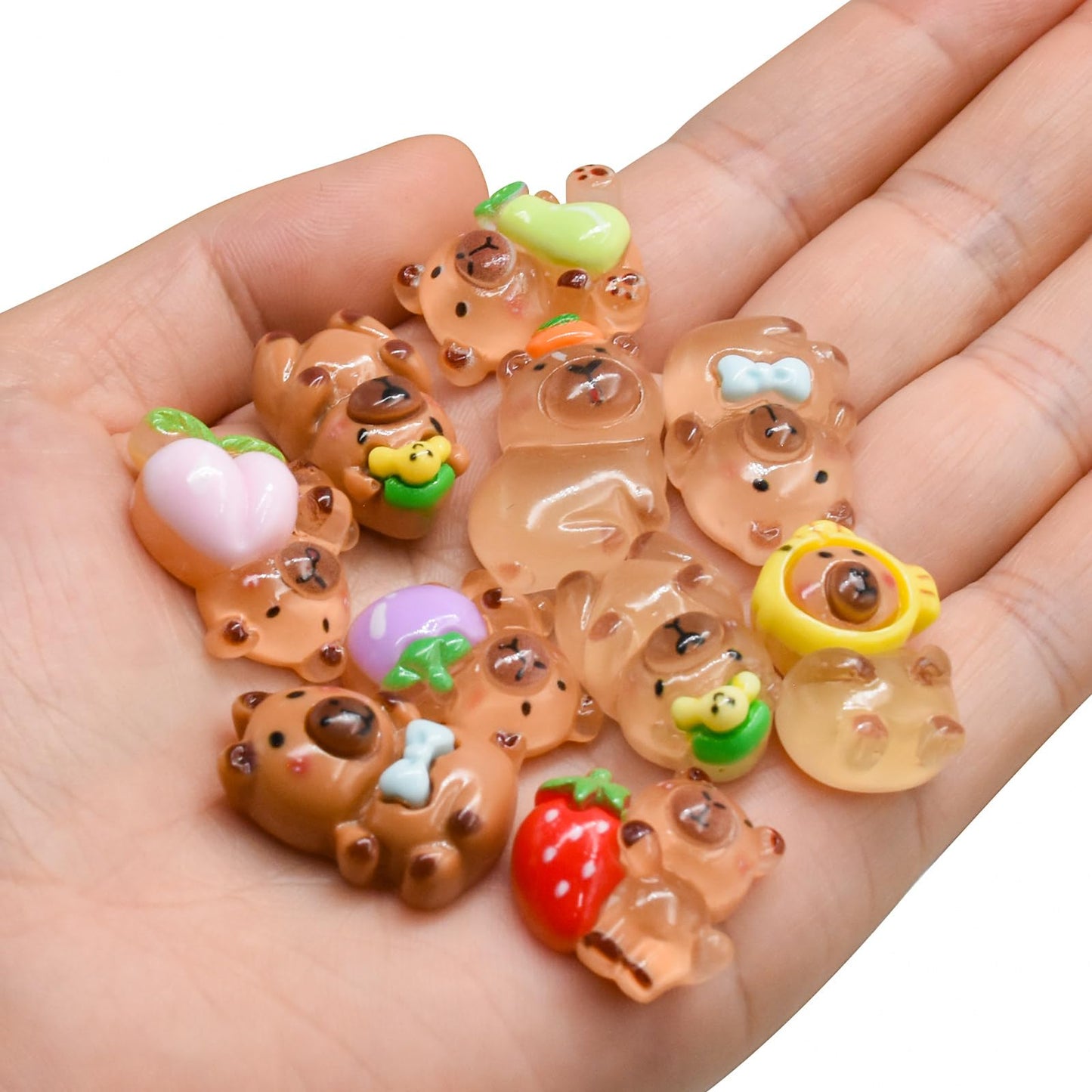 100 Pieces Mini Fruit Capybara For Dollhouse Miniatures Resin Animals For Crafts Mini Capybara For Fairy Garden Micro Landscapin