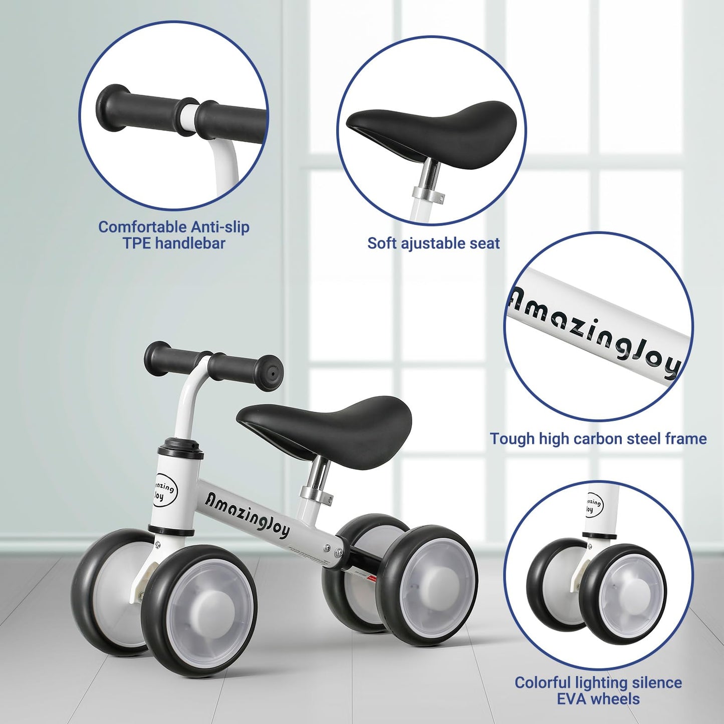 Balance Bike for 1 Year Old Boys Girls Colorful Lighting Baby Balance Bike Toys First Ride on Toys 10-24 Month Toddler 12-24 Mon