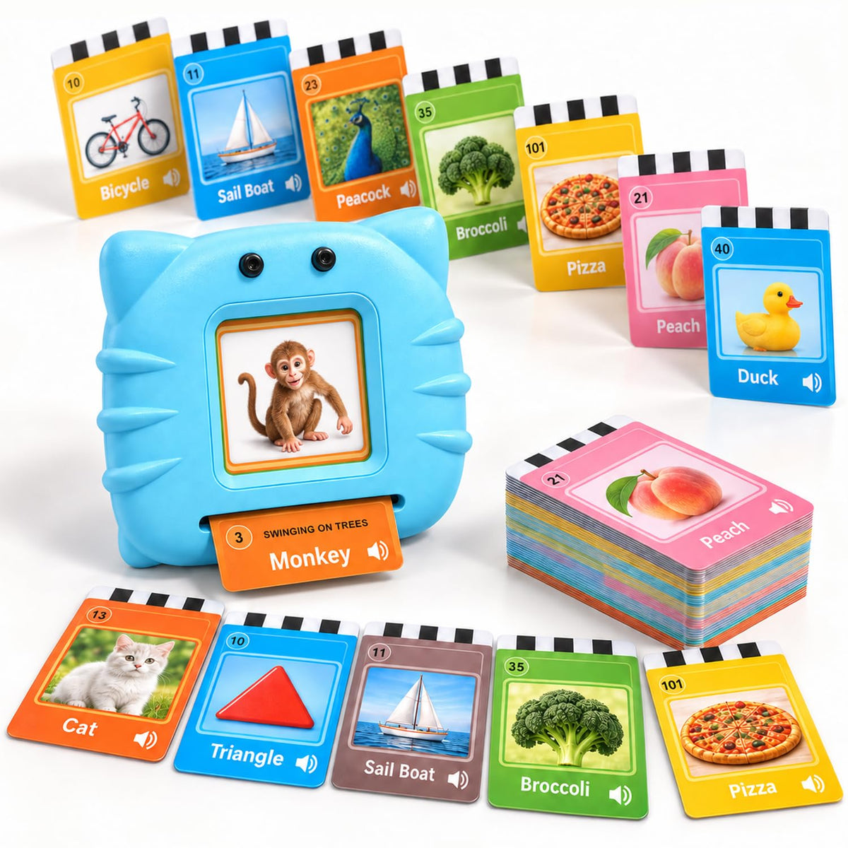 Lifelong Talking Flash Cards For Kids | 112 Dual Side Audio Cards With Type C Rechargeable Talking Device | Vocabulary, Memory I