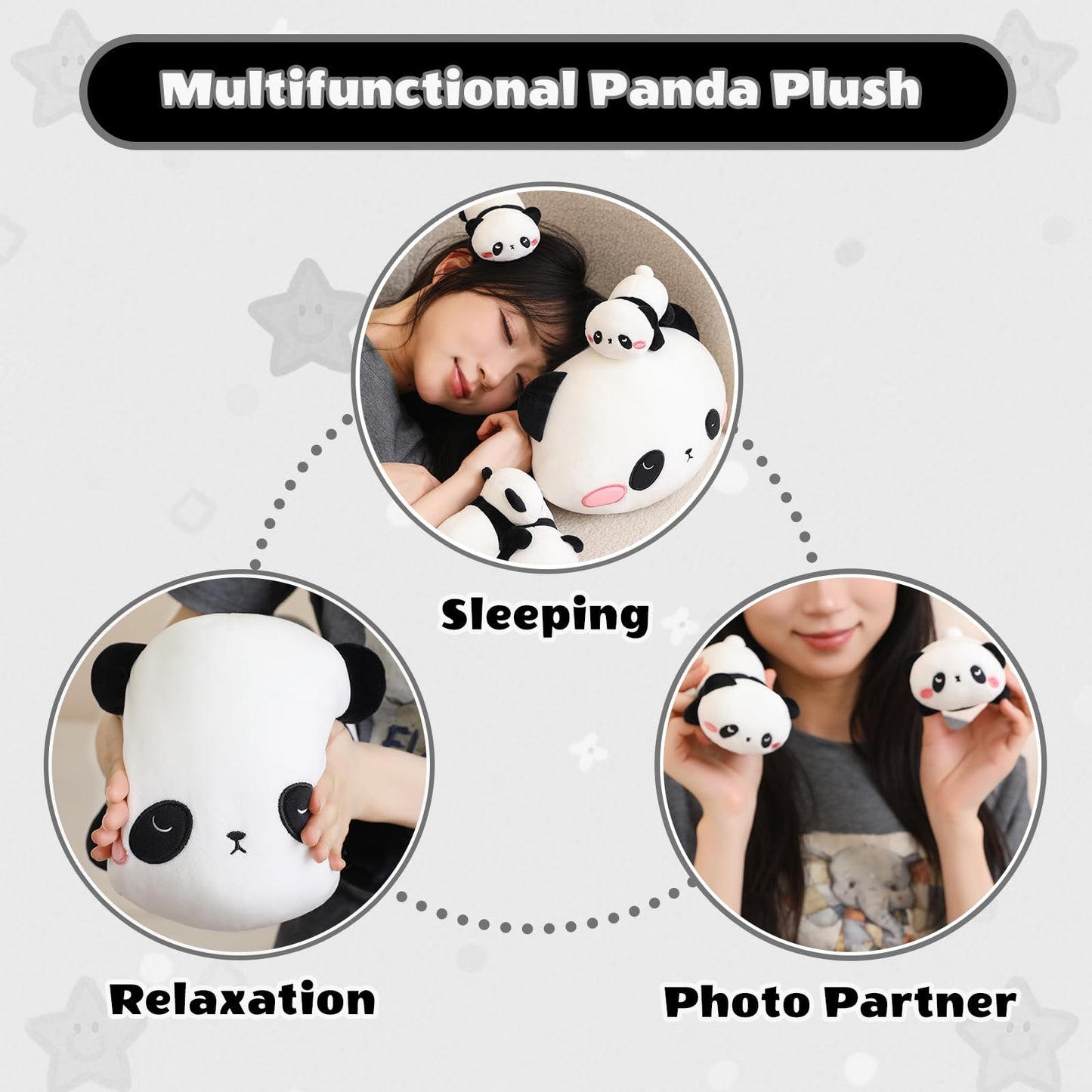 Sqeqe Panda Stuffed Animals With Babies Inside Belly - 1 Mommy Stuffed Panda With 4 Cute Babies Plushie Gifts Ideal For Kids And