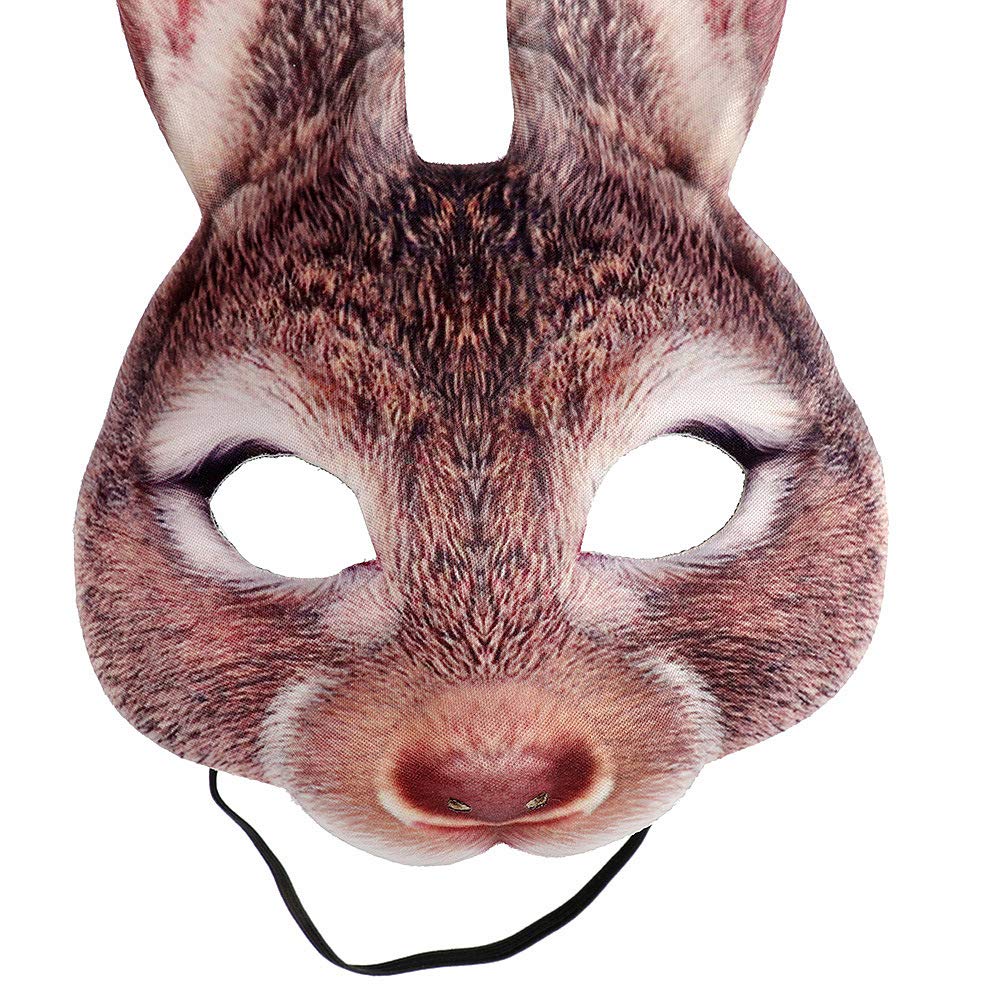 Himine Halloween Easter Carnival Party Masquerade Eva Half Face Bunny Mask (Brown)