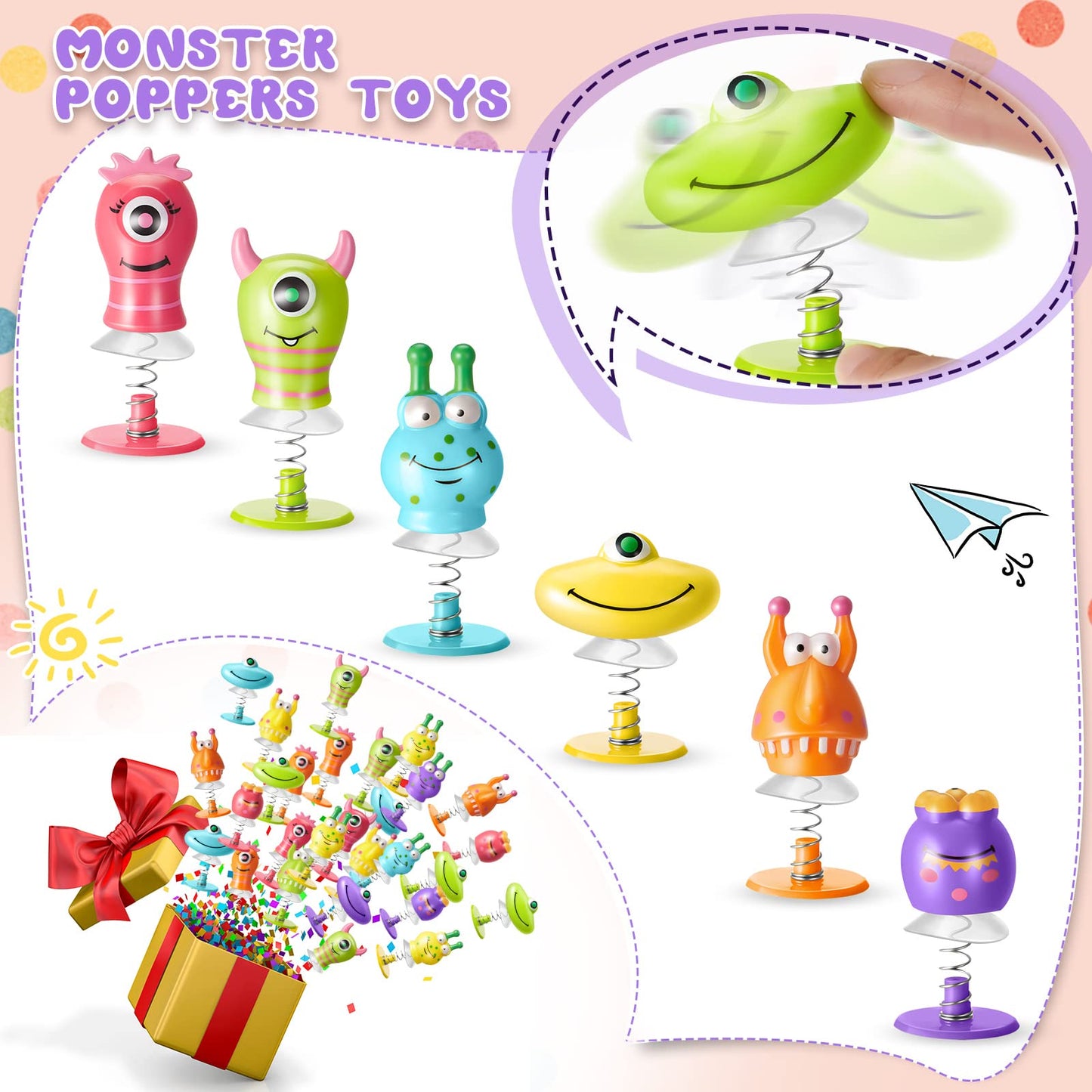 Deekin 150 Pieces Big Eye Animal Toys Spring Launchers Toys Jumping Toys Bouncy For Boys And Girls Classroom Prizes Return Goodi