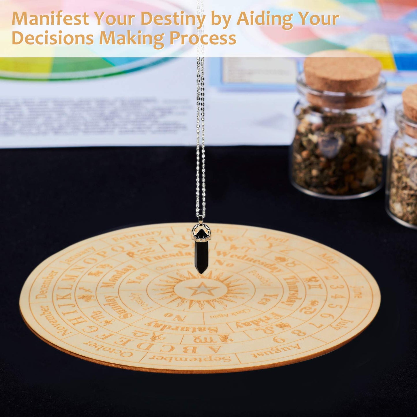 Star Pendulum Board Wooden Dowsing Board Divination Metaphysical Message Board For Witchcraft Wiccan Altar Supplies Kit Beginner