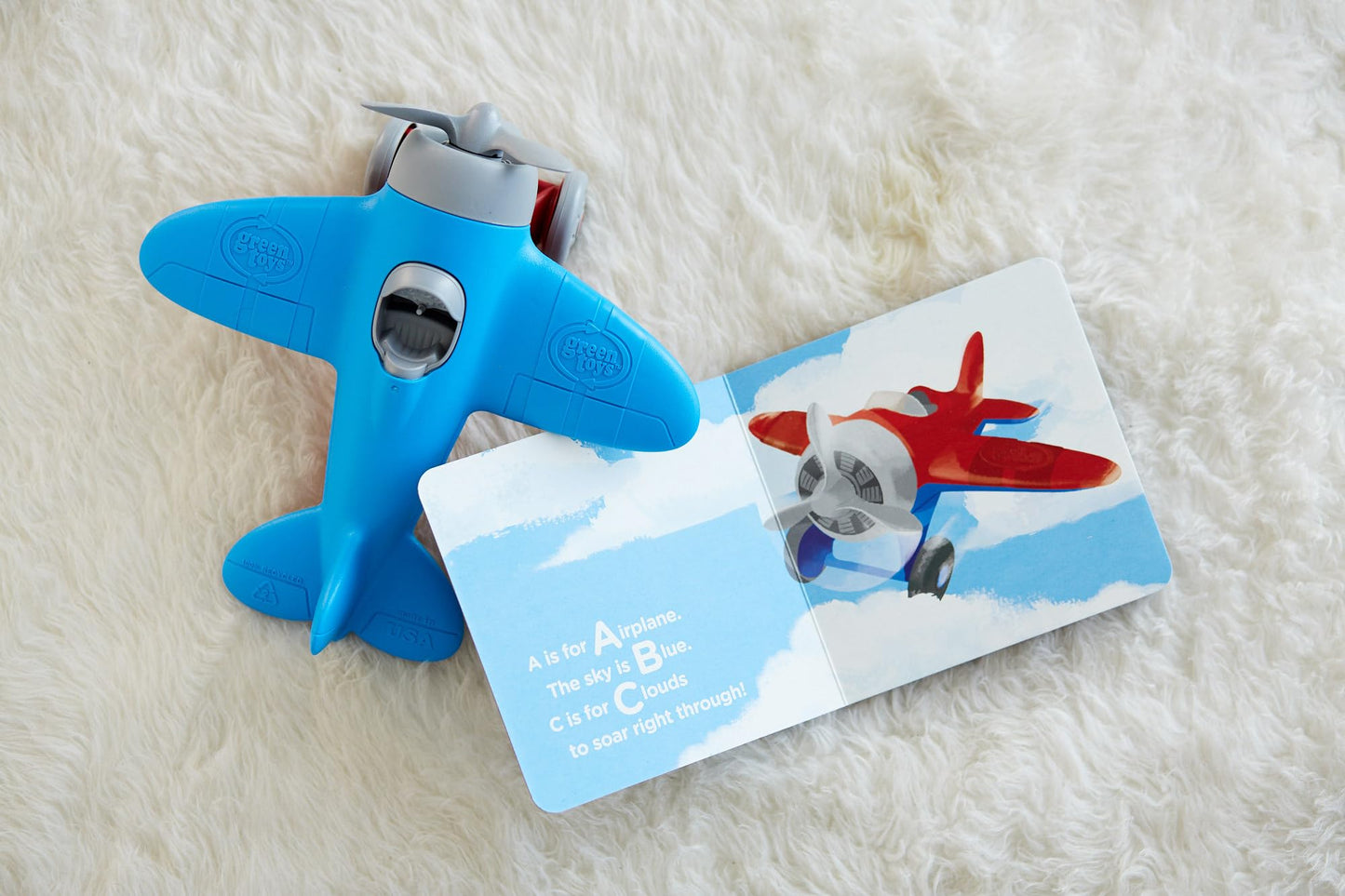 Green Toys Airplane & Board Book (Color May Vary)