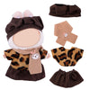 17cm Doll Clothes Set enhanced Jeans & Knitted Sweater Outfit for 17cm 15cm Dolls Cute Dress Up Fashion No Doll Included (Leopard 17cm/15cm)