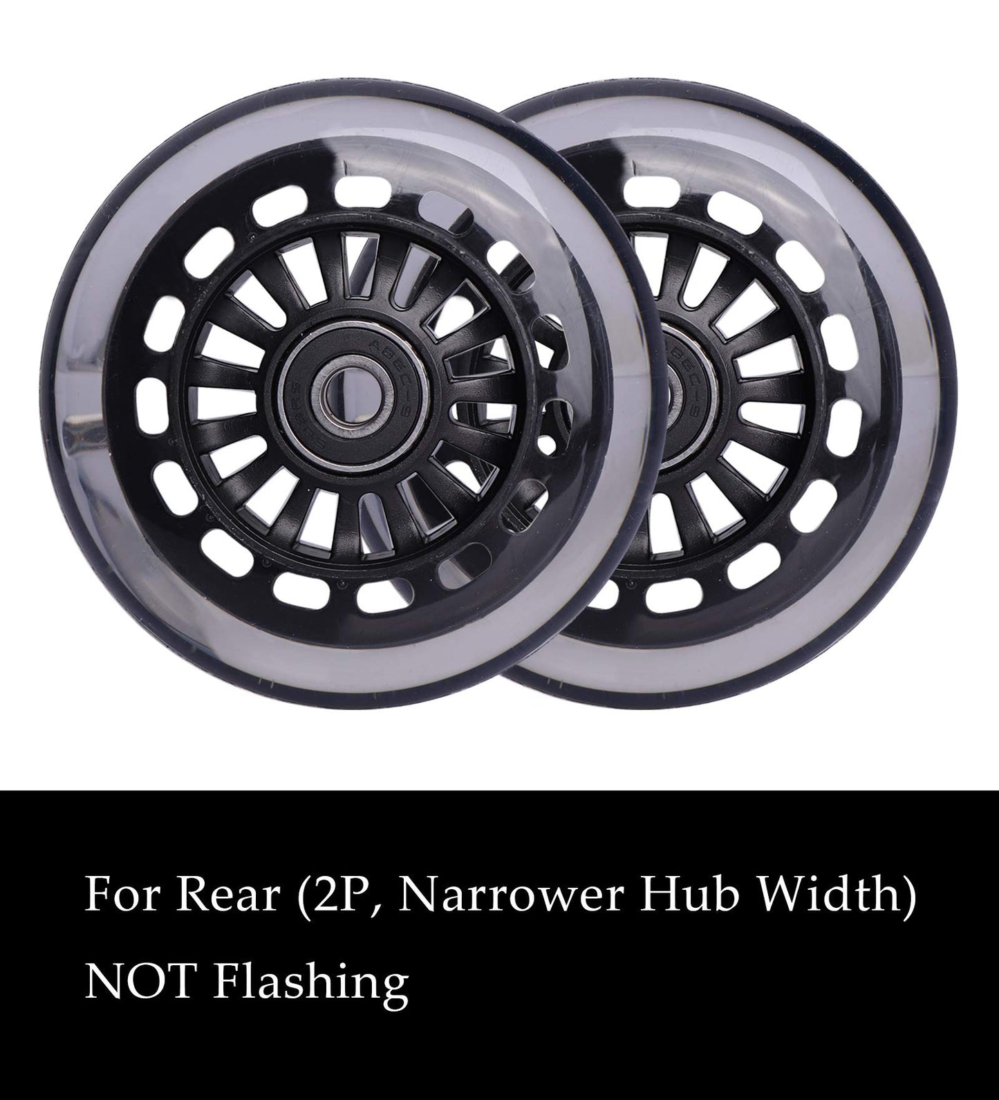 Wiggle Car Polyurethane Replacement Wheels Set (Front,2P Light Up), Swing Car Wheels Pack (Rear,2P Narrower) Upgrade For Ride-On Toys (Black)