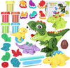 Dinosaur Color Dough Sets Toys, Dough Tool Set for Kids Aged 2-8, Dinosaur Dough Molds for Girls and Boys (20 Pcs Color Dough Ac