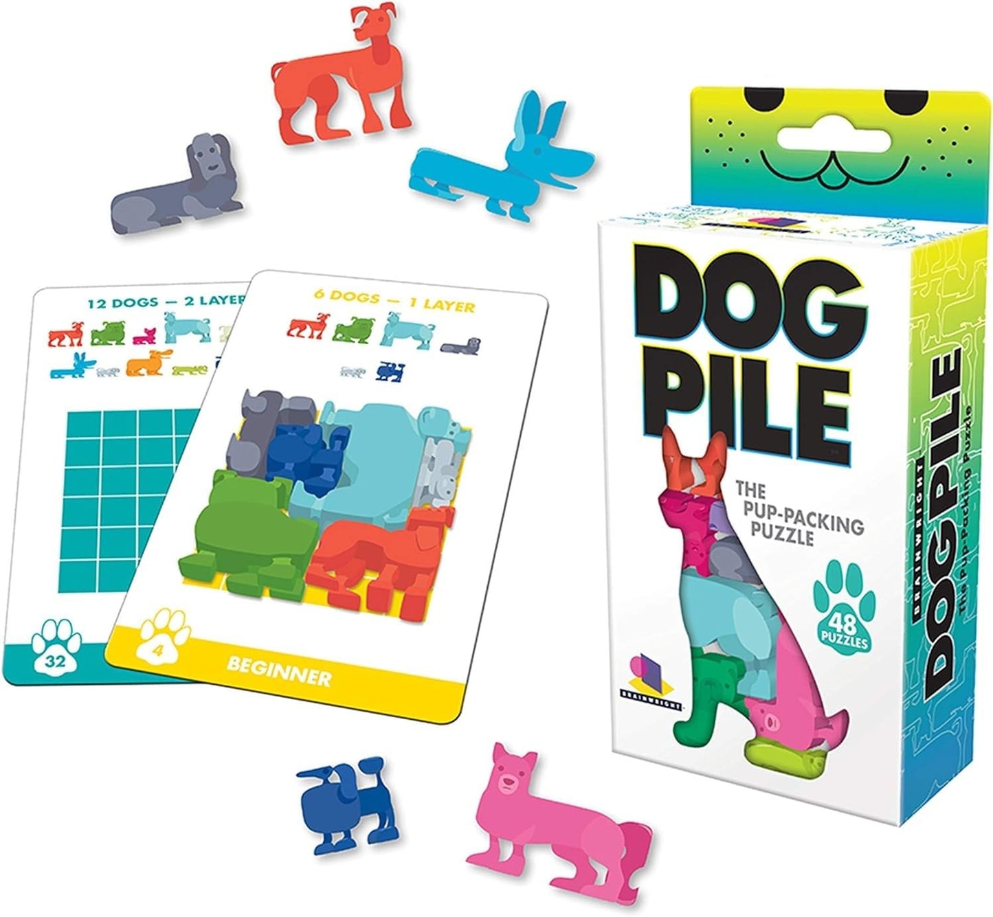 Brainwright Dog Pile The Pup Packing Puzzle Game Multi-Colored, 5'
