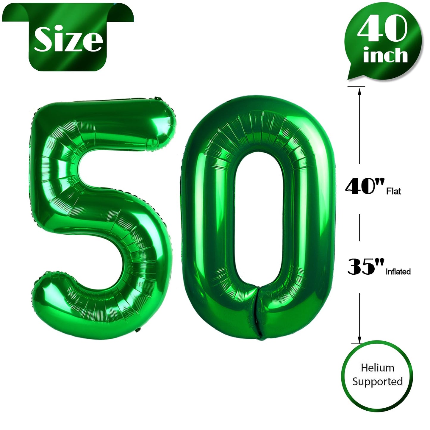 50 Balloon Number, Green Number 50Th Birthday Balloons 40 Inch, 50 Years Old Green Birthday Decorations For Men Women, 50Th Anni