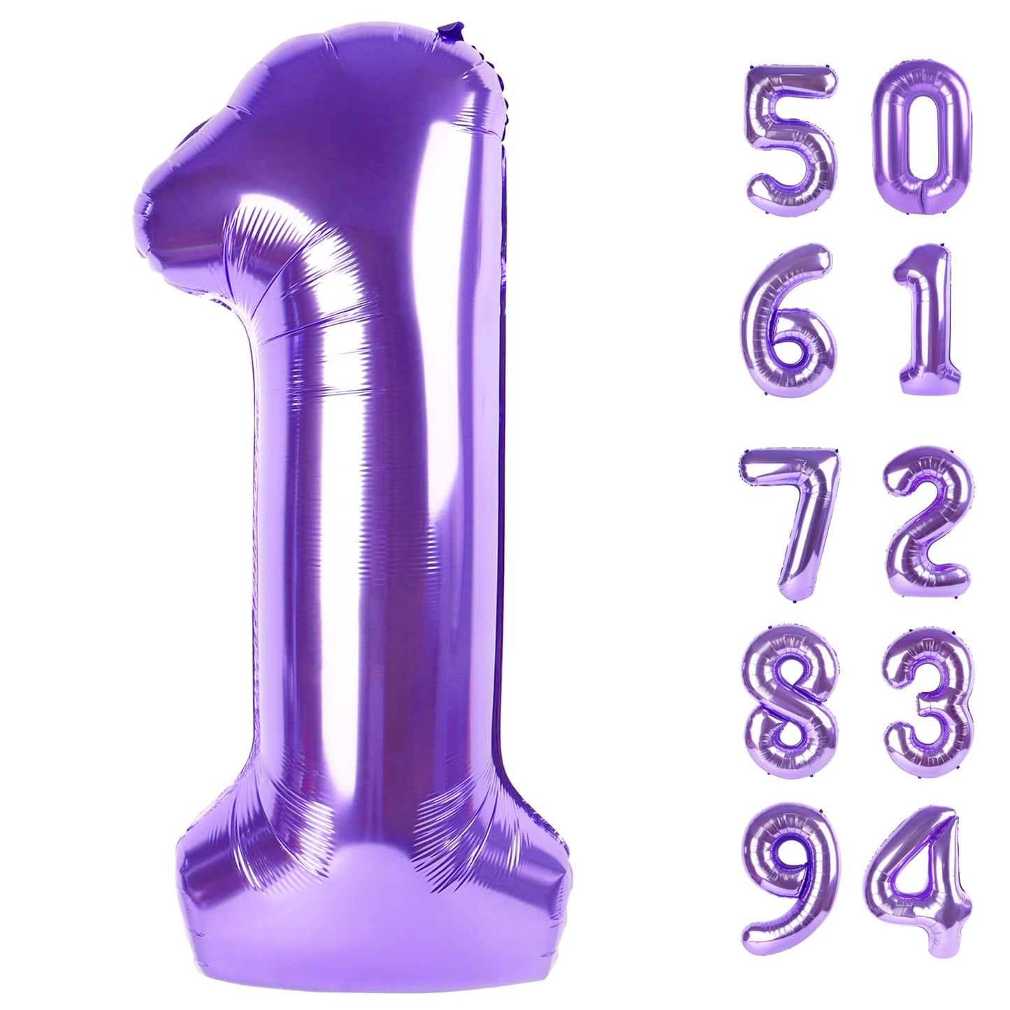40 Inch Purple 1 Balloon For First Birthday, Purple One 1St Number Balloon Birthday Decorations For Girl Boy Toddler Baby, 10Th