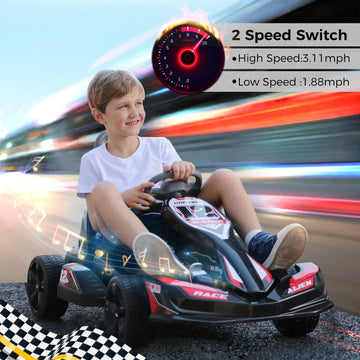 ELEMARA Electric Go Kart for Kids, 12V 2WD Battery Powered Ride On Cars with Parent Remote Control for Boys Girls,Vehicle Toy Gi