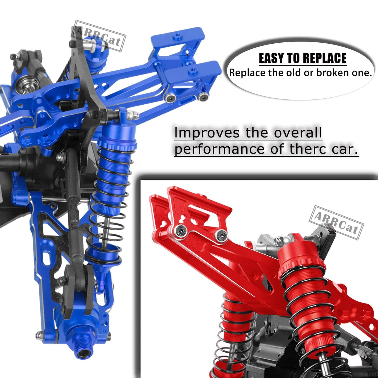 ARRMA Aluminum Wing Mount Upgrades - Compatible with Typhon, Outcast, Kraton, Notorious, Talion - Red