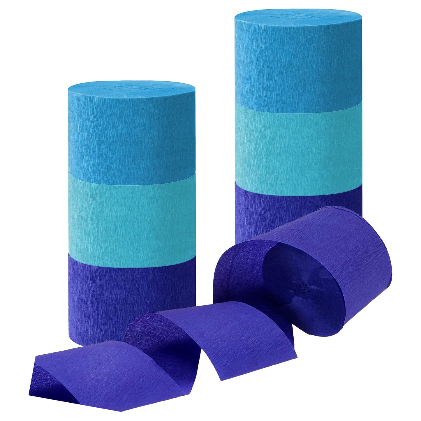 81 Feet Blue Crepe Paper Streamers, 6 Rolls Blue Party Streamers Decorations for Birthday Party, Family Gathering, Wedding Decor
