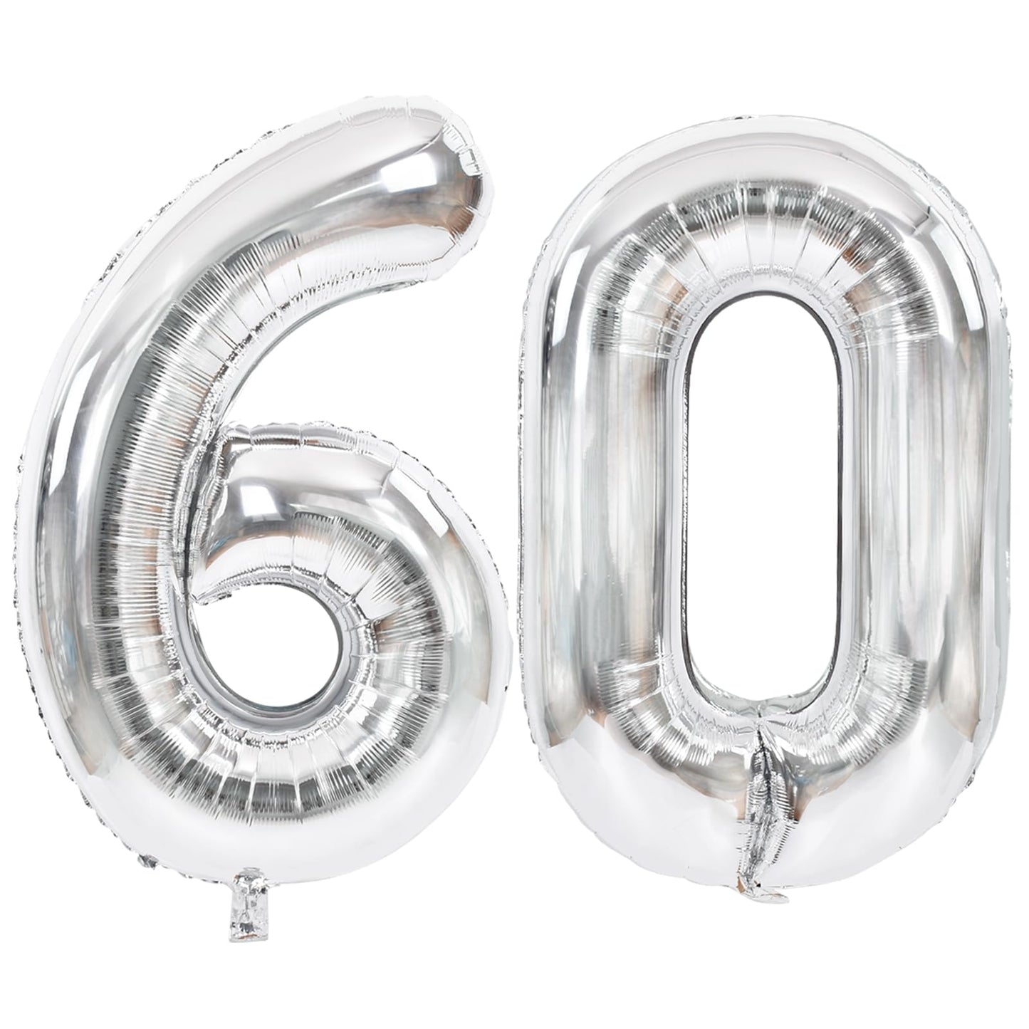 Toniful 40 Inch Large Silver Number 60 Balloons Giant Digital 60 Helium Balloons, Foil Mylar Big Number Balloons For 60Th Birthd
