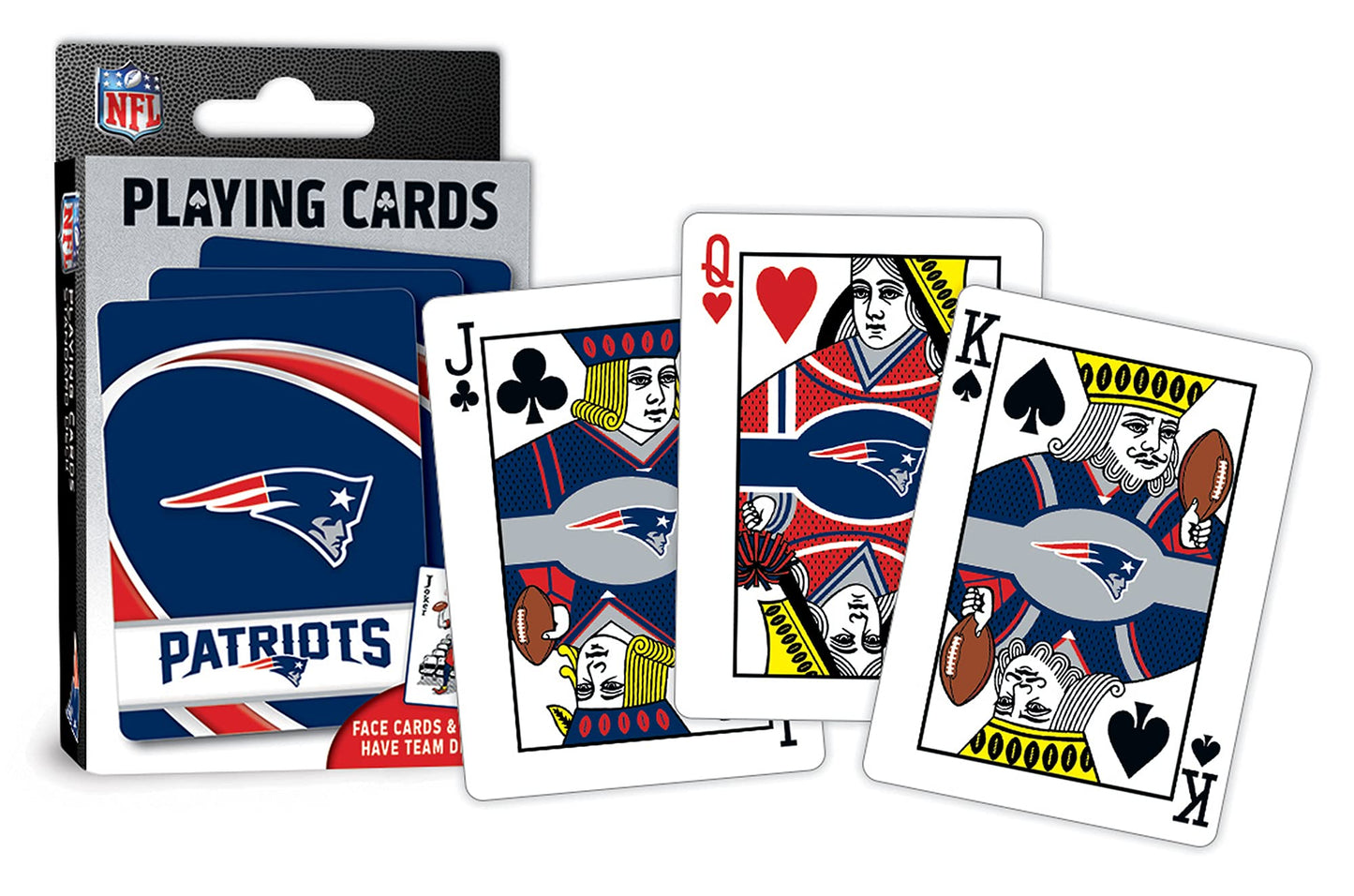 Masterpieces Family Games - Nfl New England Patriots Playing Cards - Officially Licensed Playing Card Deck For Adults, Kids, And Family