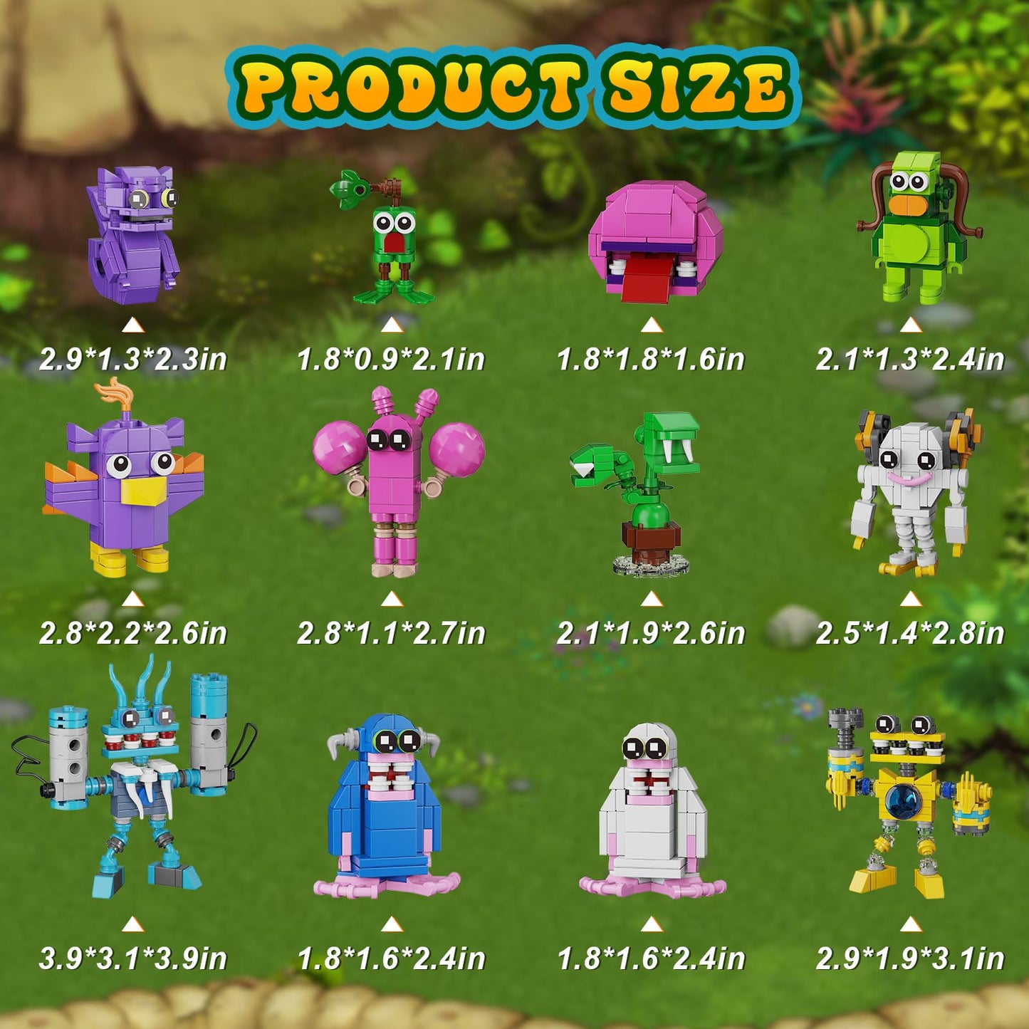 12 In 1 Singing Monster Figures Building Set, Wubbox Monsters Action Figure Game Toy Collectible Decoration Building Toy Compati