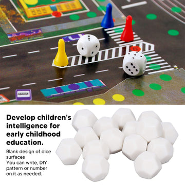 Keenso 30PCS D12 White Blank Dice,2.2CM Cubes Polyhedral Dice Kit for Entertainment Education