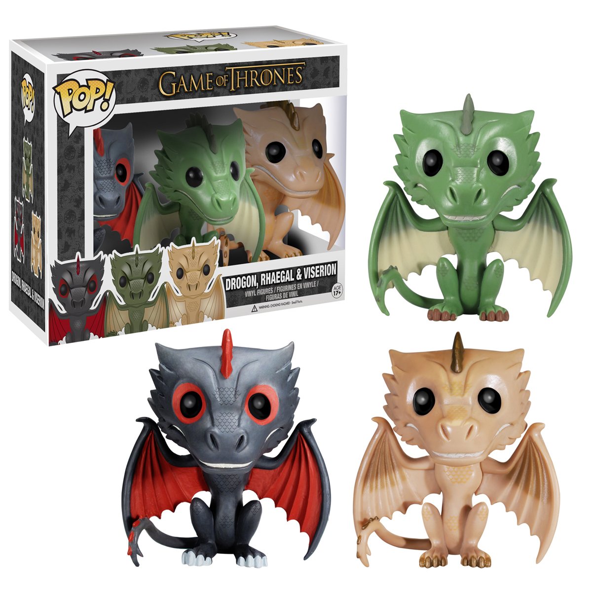 Game Of Thrones 10Cm Pop! Vinyl - Drogon, Rhaegal & Viserion 3-Pack