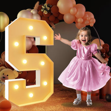 Imprsv Marquee Light Up Letter S, Art Craft Kit For Party Decorations, 3Ft White Foam Board Decor, Baby Shower, Wedding, Engagem