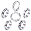 Mucal Anxiety Ring For Women Men 6Pcs Stainless Steel Anti Anxiety Rings With Beads Fidget Ring For Anxiety Spinner Rings For Anxiety Relief,Silver,Mucal Anxiety Rings