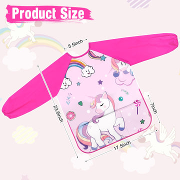 Bassion Toddler Art Smock, Smocks For Kids Artist Painting Aprons Waterproof Long Sleeve With 3 Pockets For Age 2-6 Years