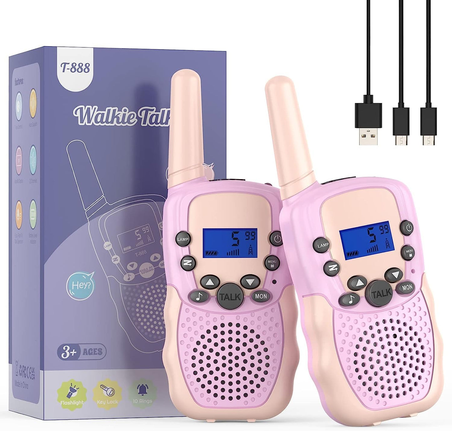 Toys For 3-12 Year Old Girls, Selieve 2 Pack Kids Walkie Talkies Rechargeable With 22 Channels, Led Flashlight And Vox Function,