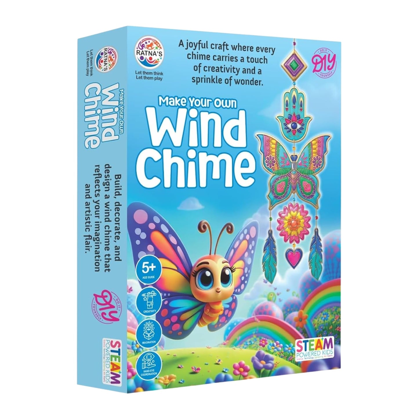 RatnaS Make Your Own Wind Chime Diy Craft Kit, Wooden Steam Activity For Kids Ages 5+ Years