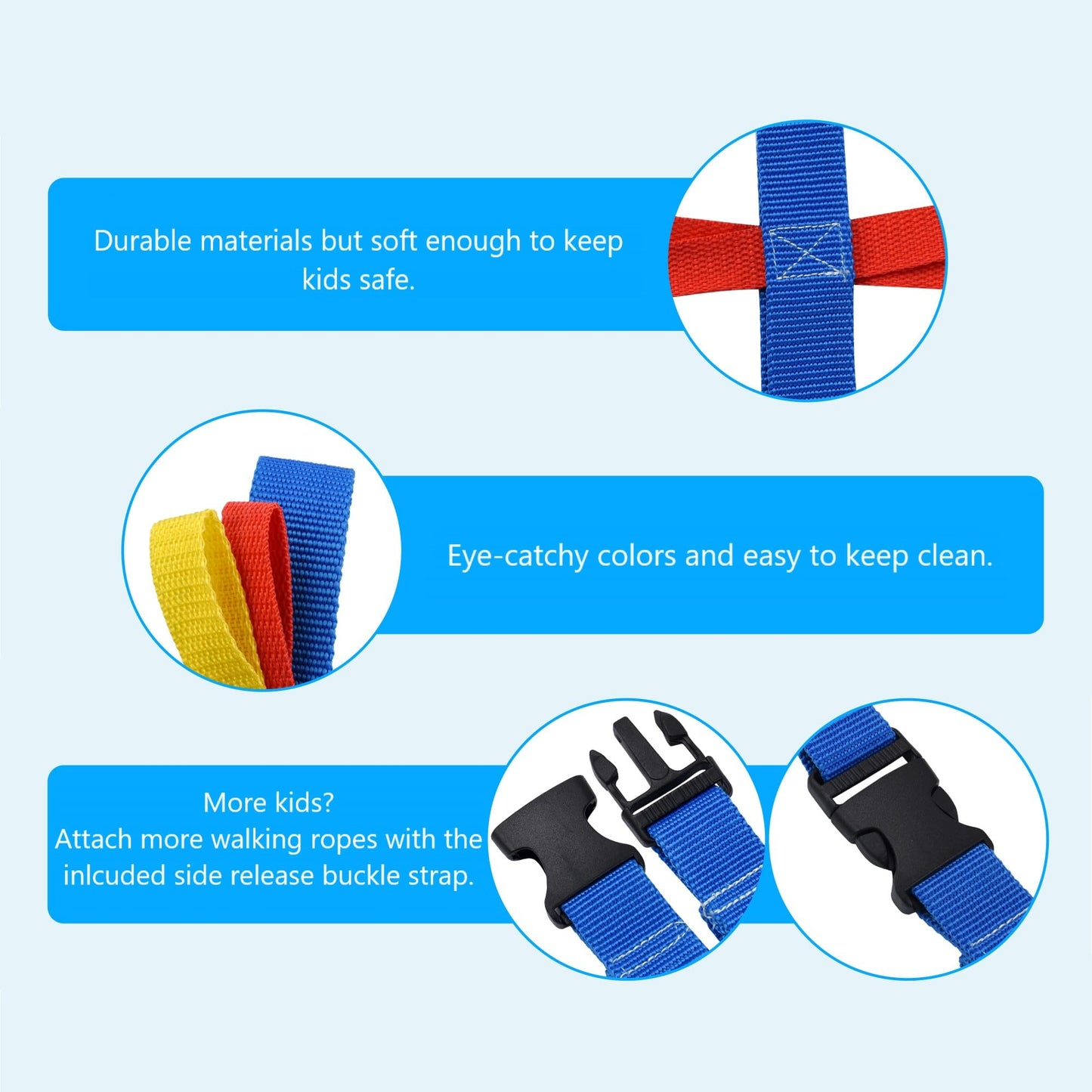 Children Safety Walking Rope With 12 Handles For Kids: Extendable Design, Adjustable Wristbands, Safe And Durable, Perfect For N